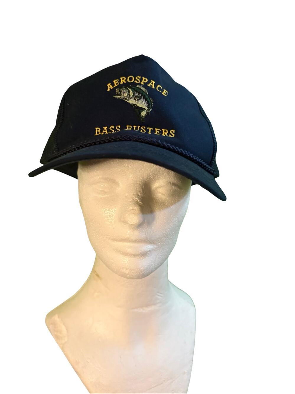 Vintage Aerospace Bass Busters Fish Trucker Hat Snapback Mesh Cap USA Made